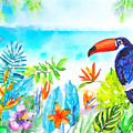  Tropical island - original watercolor by Vart